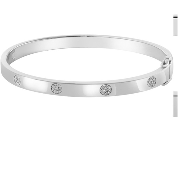 Effy Diamond Cluster Inset Bangle Bracelet (1/6 ct. t.w.) in Sterling Silver - Picture 1 of 2